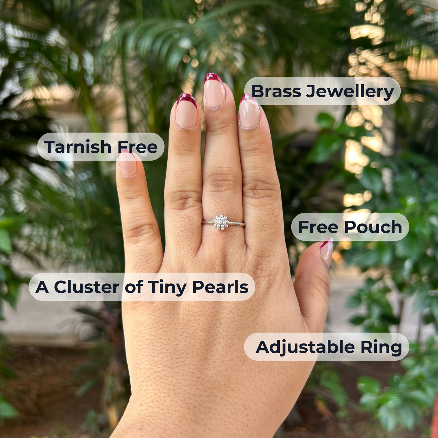 Tangled Pearls Adjustable Ring