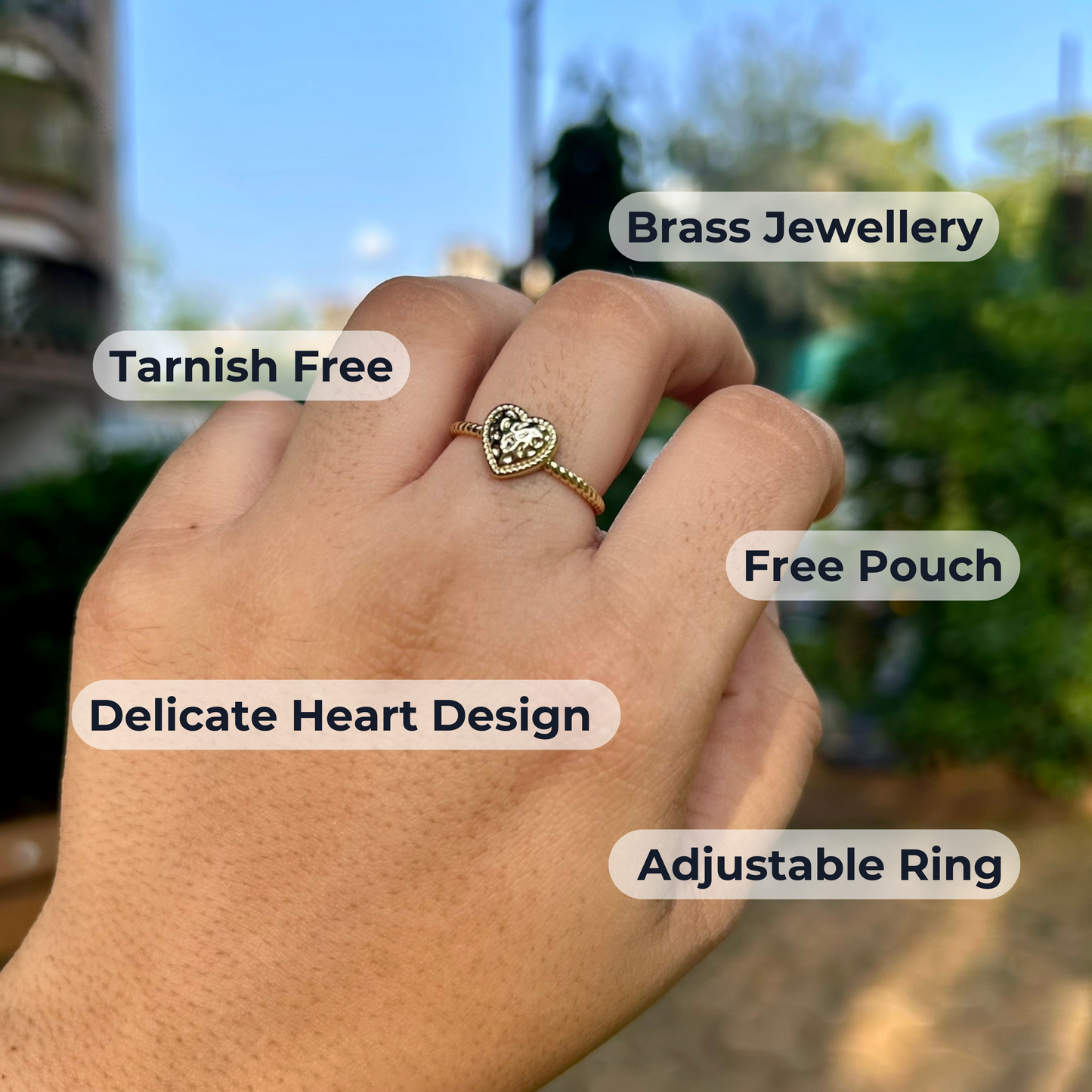 Twirling Love Adjustable Ring