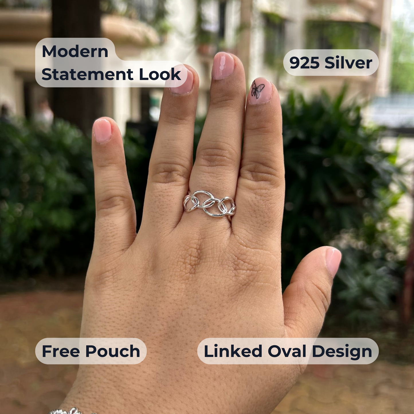 Linked Adjustable Ring | 925 Sterling Silver