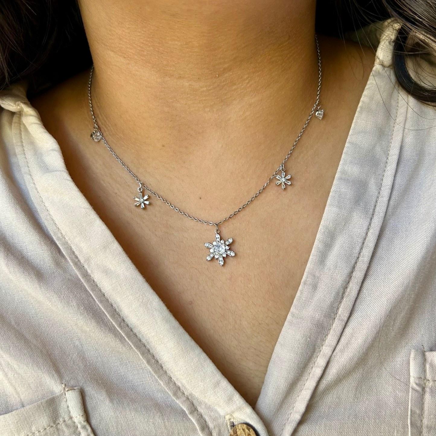 snowflake necklace silver