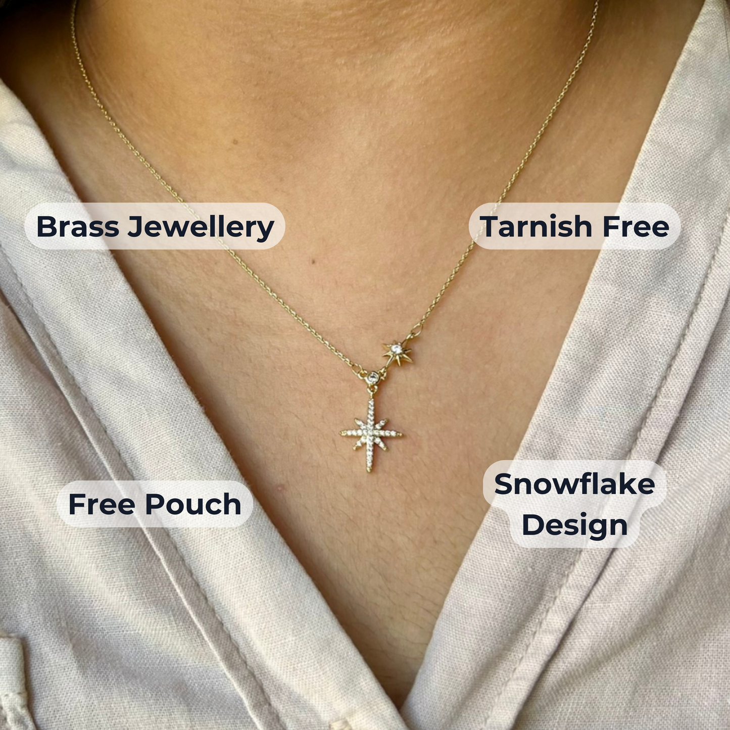 Golden Snowflake Necklace