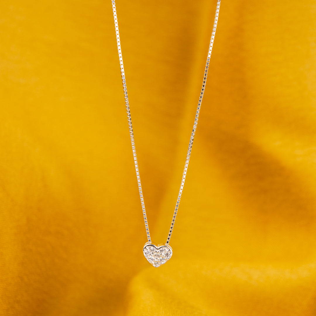 925 sterling silver zircon heart pendant necklace