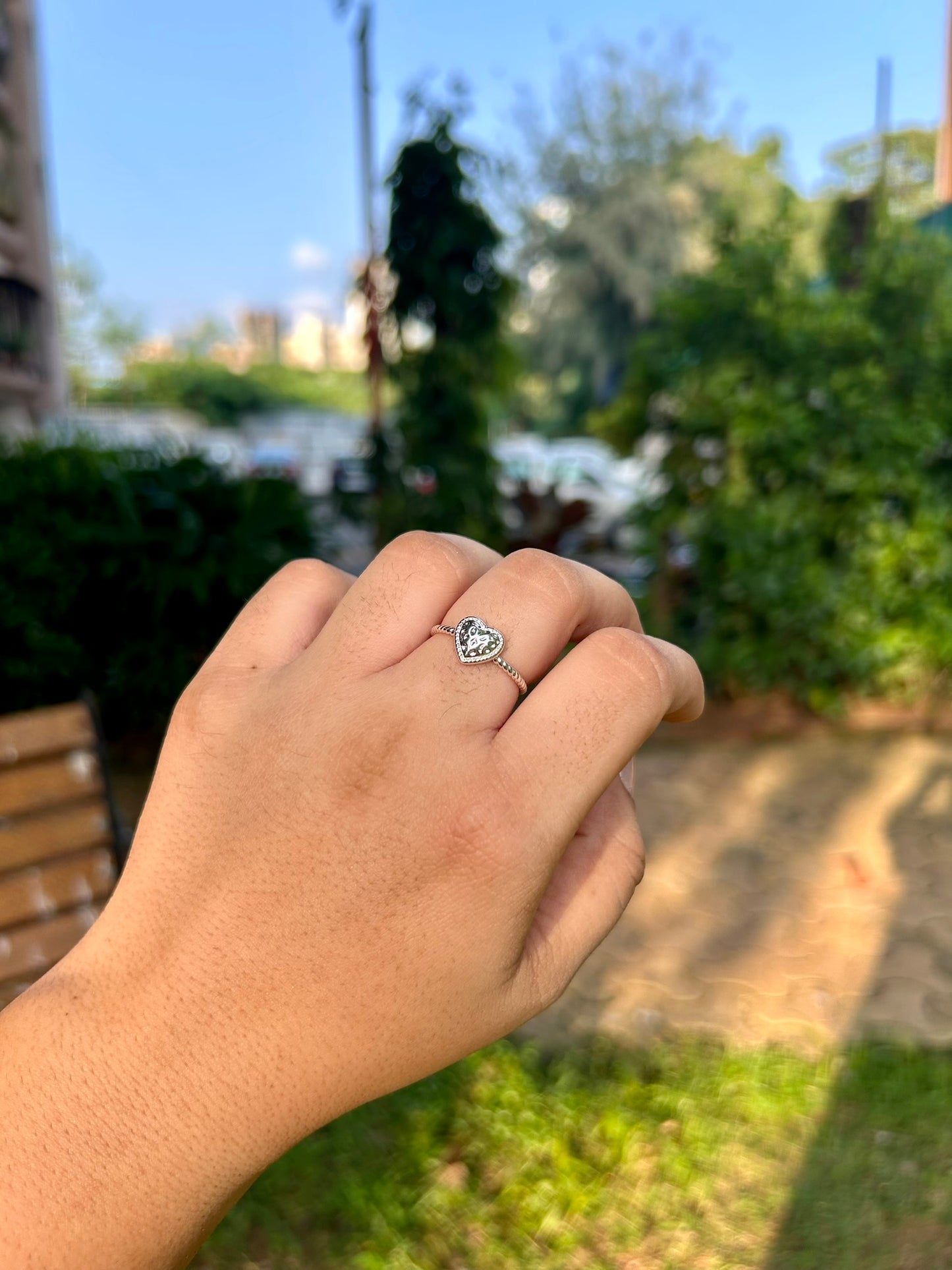 simple silver heart ring