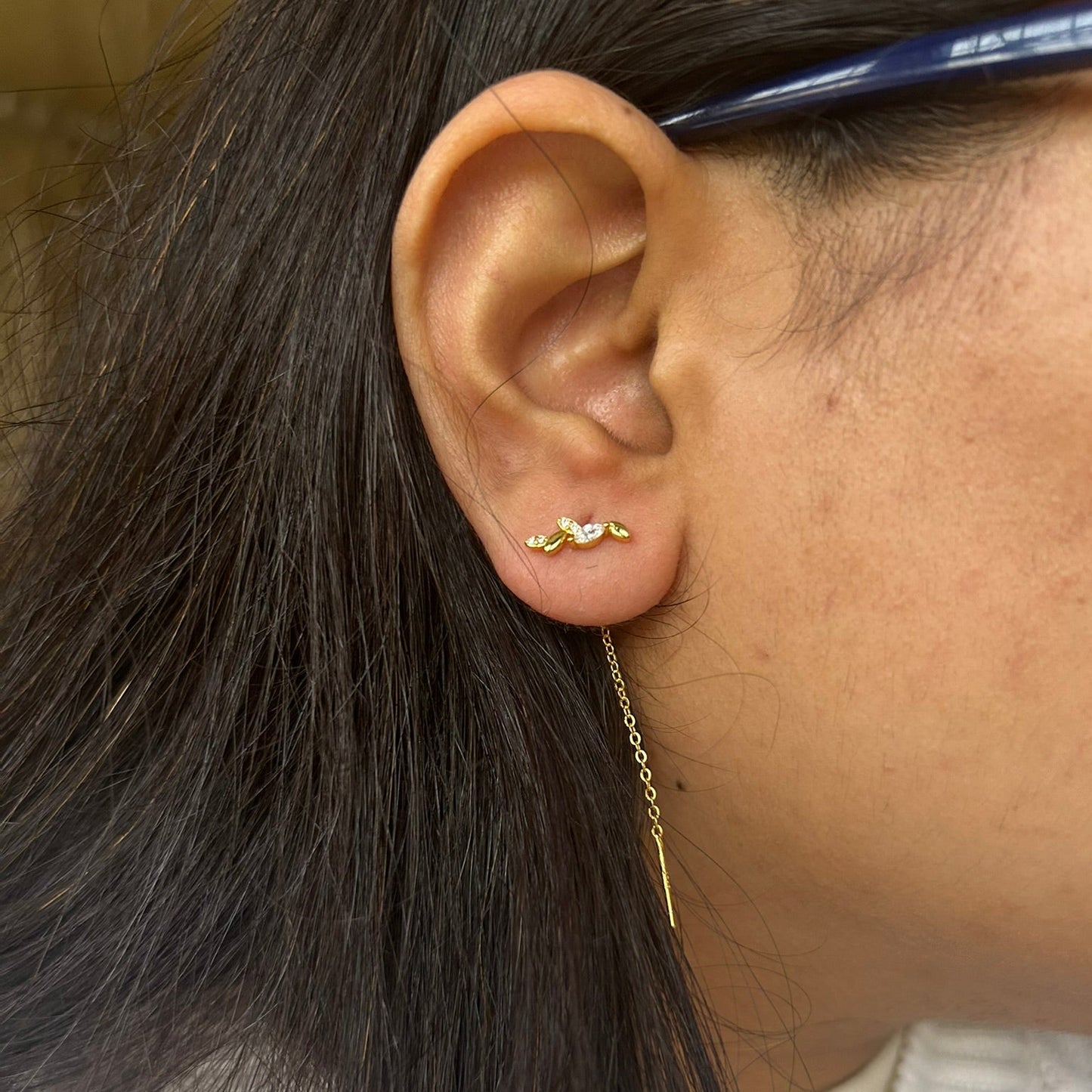 Golden Vine Thread Earrings 925 Sterling Silver