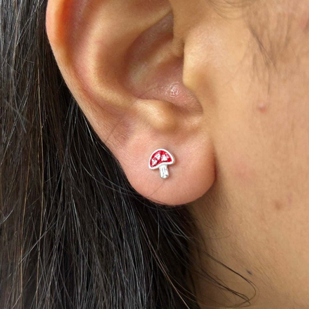 Mushroom Earrings - Sterling Silver