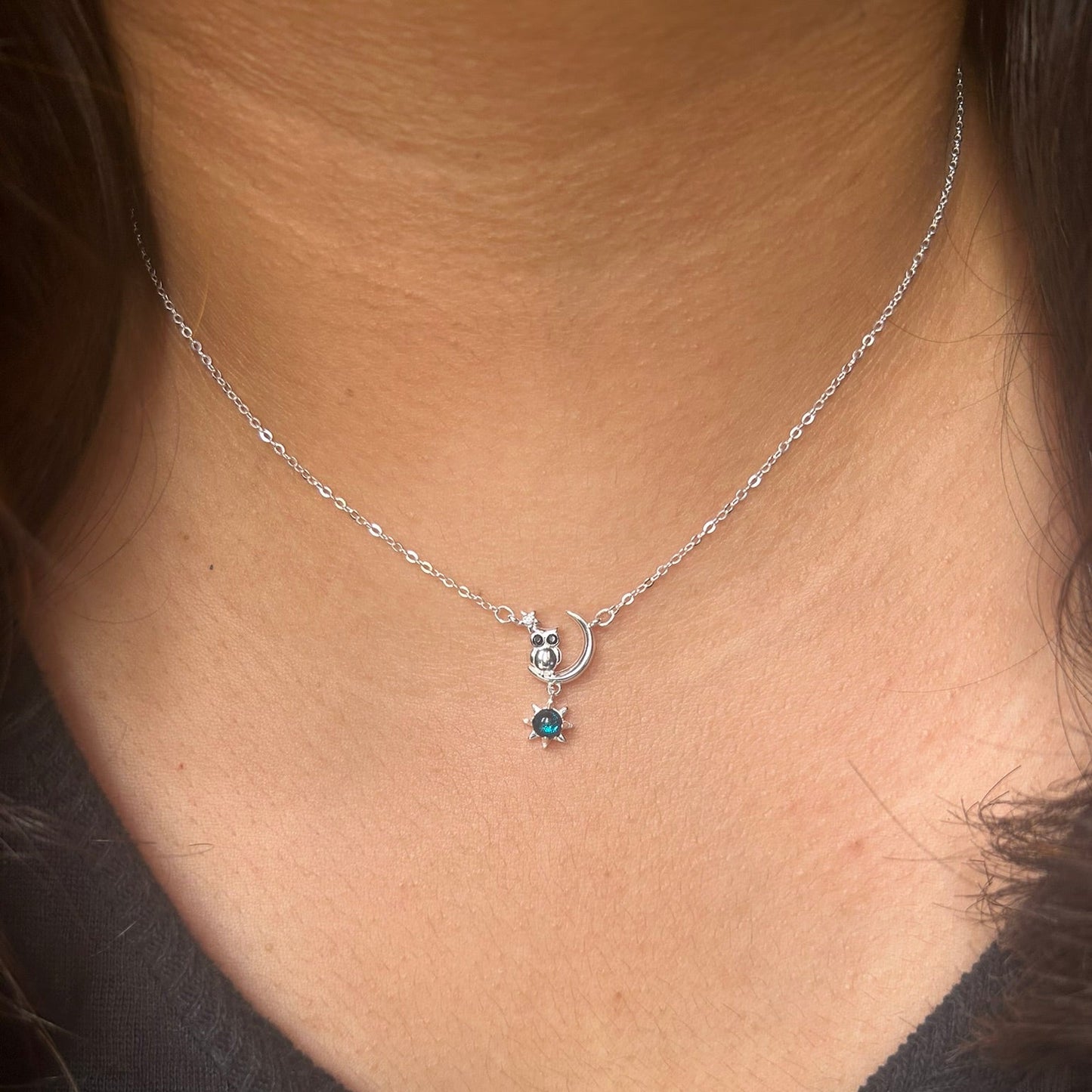 Night Owl Necklace 925 Sterling Silver