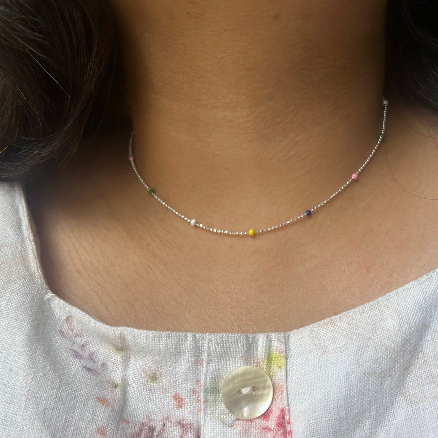 Confetti Chain Necklace 925 Sterling Silver