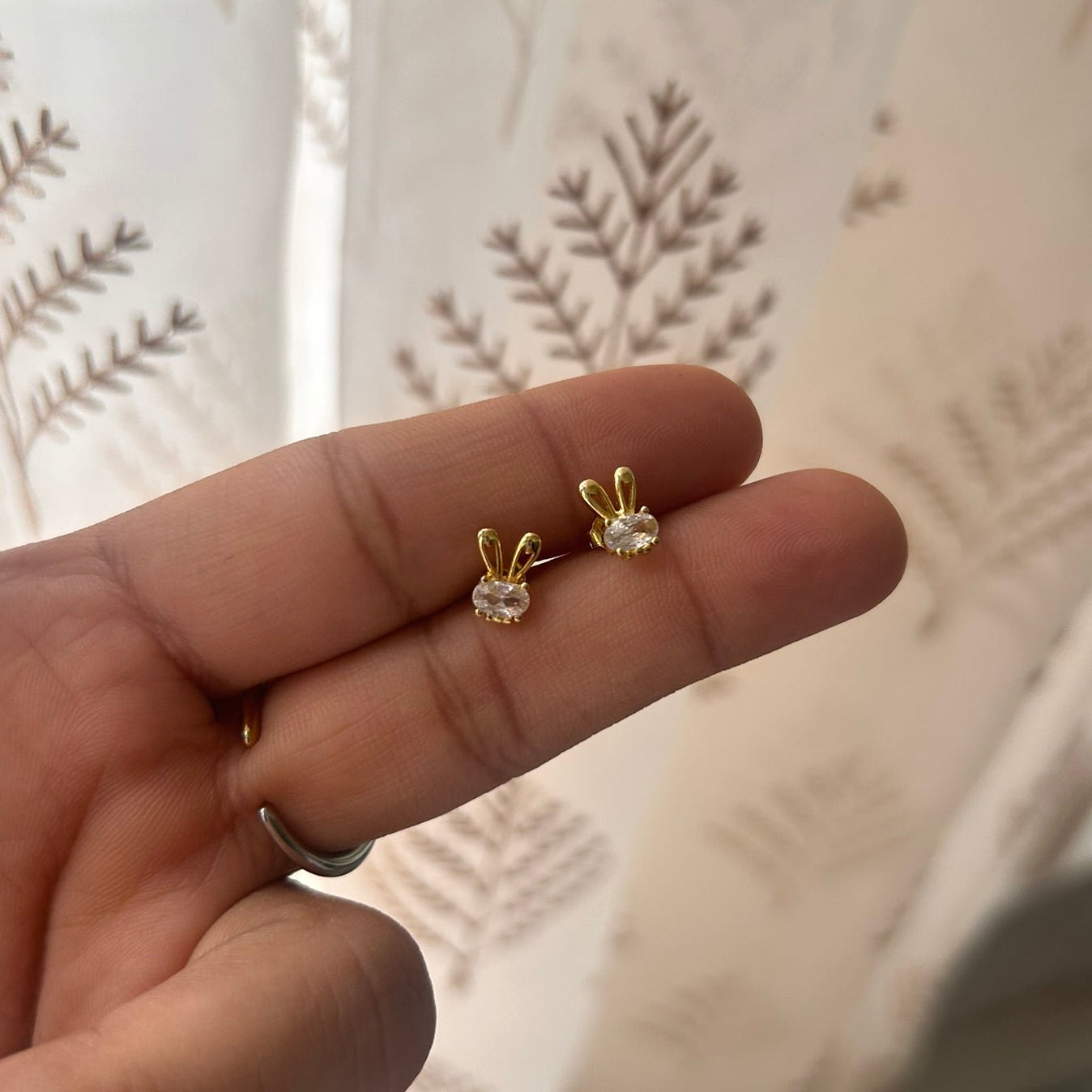 Golden Bunny Stud Earrings | 925 Silver