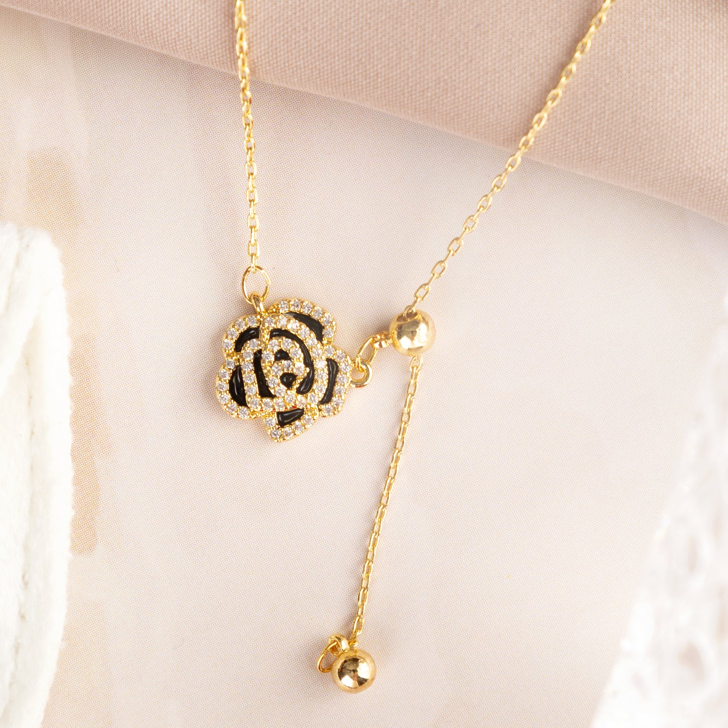Golden Rose Pendant Necklace