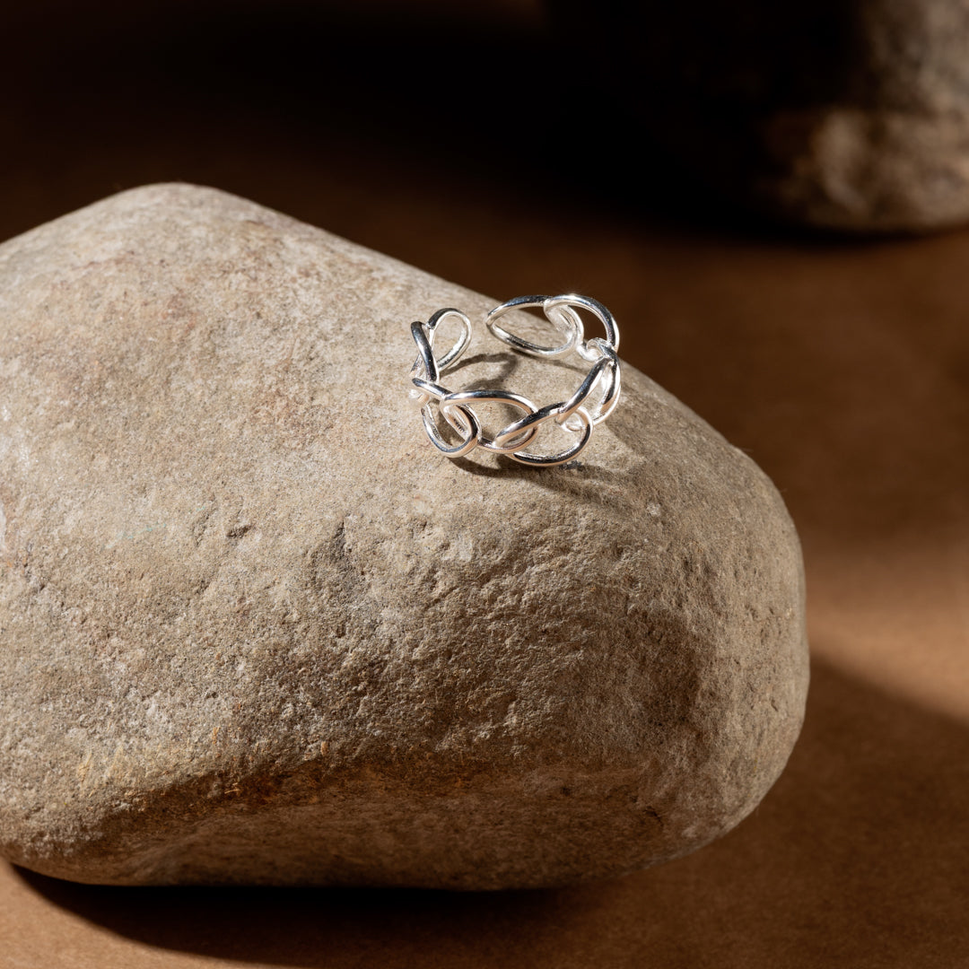 Linked Adjustable Ring | 925 Sterling Silver