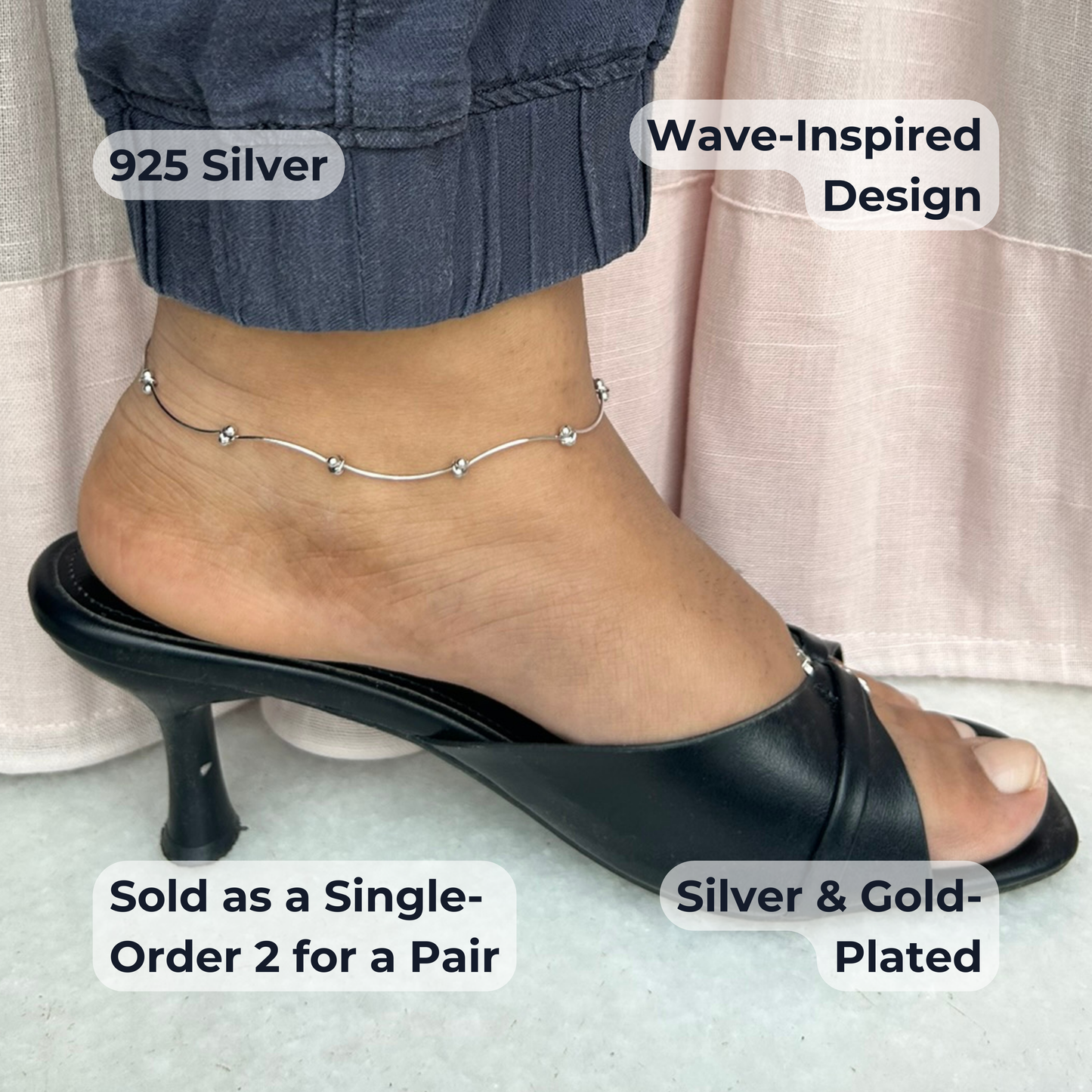 Wave Anklet | 925 Sterling Silver