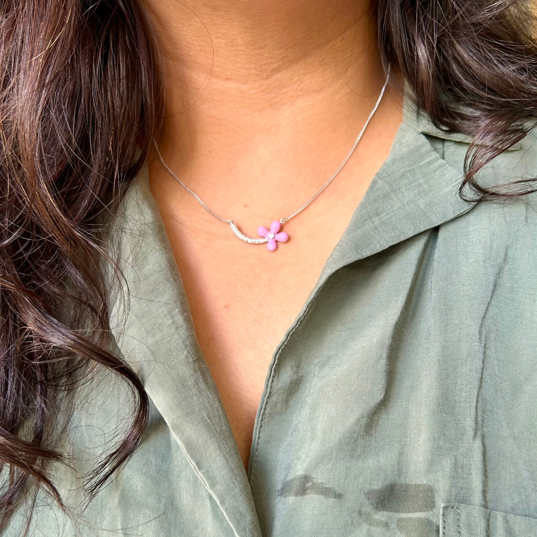 silver flower necklace