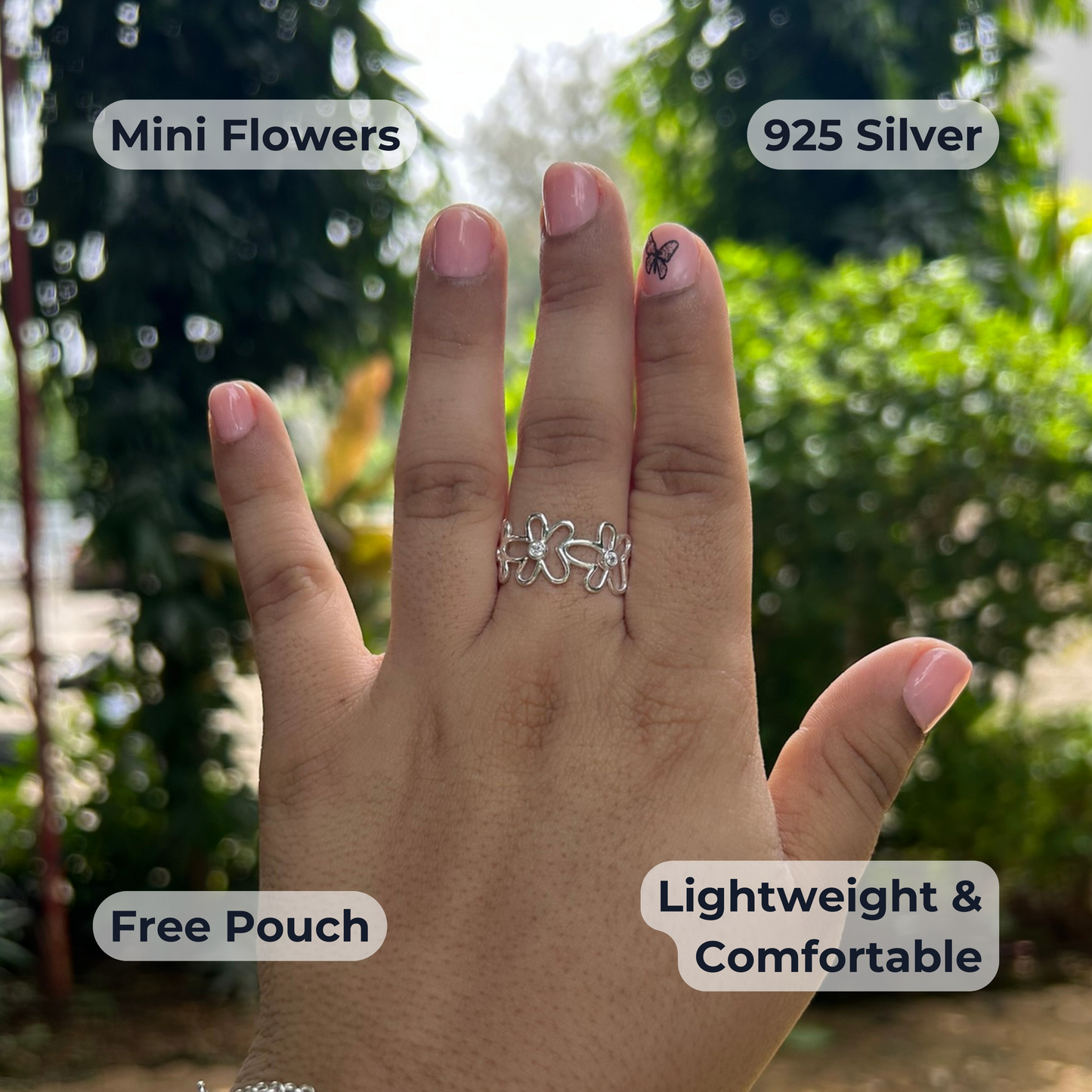 Petal'd Adjustable Ring | 925 Sterling Silver