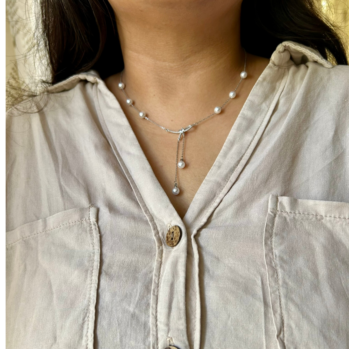 pearl silver necklace