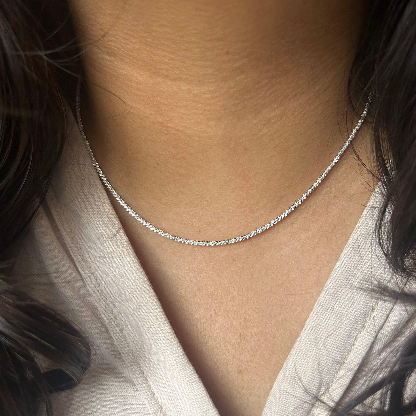 925 sterling silver textured chain necklace