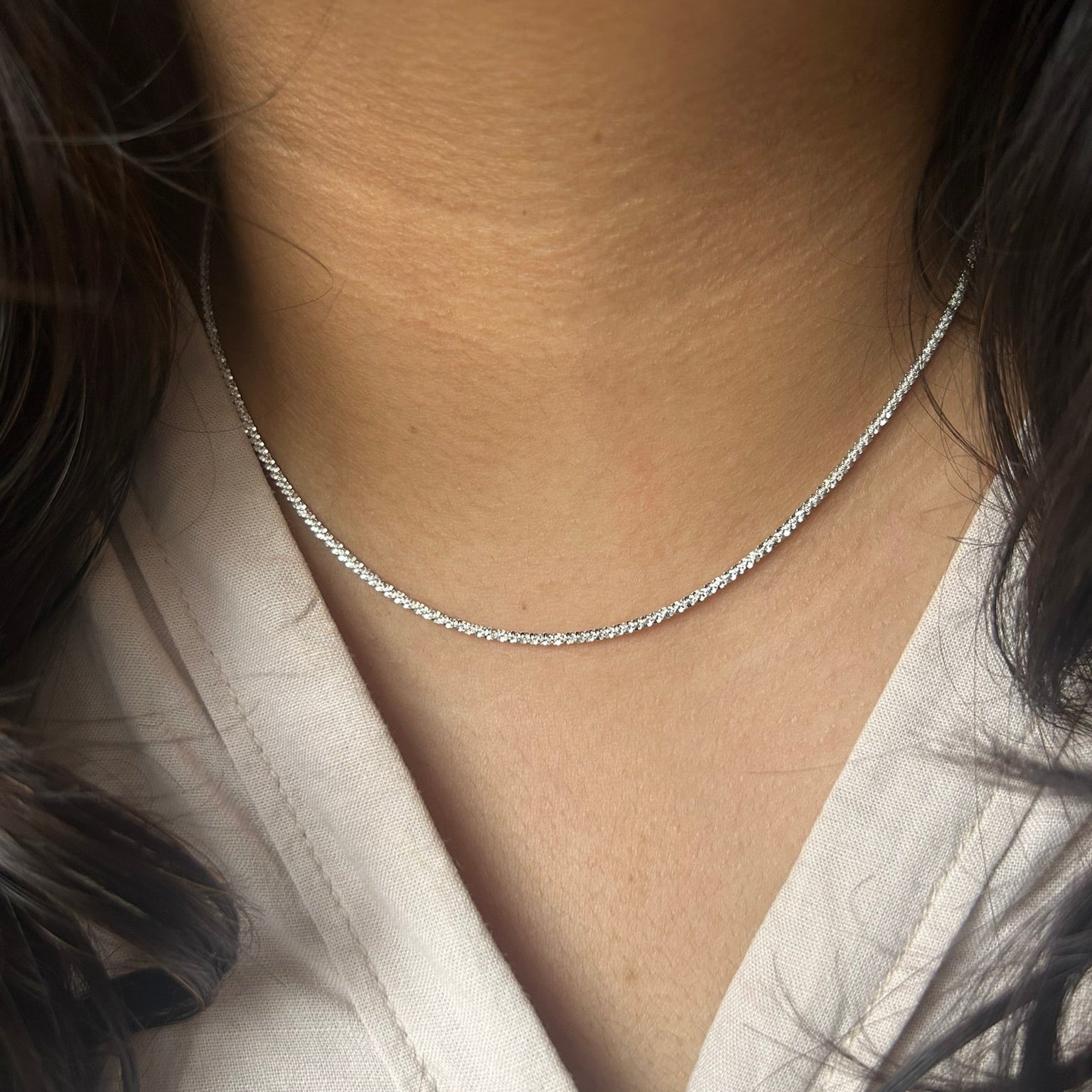 925 sterling silver textured chain necklace