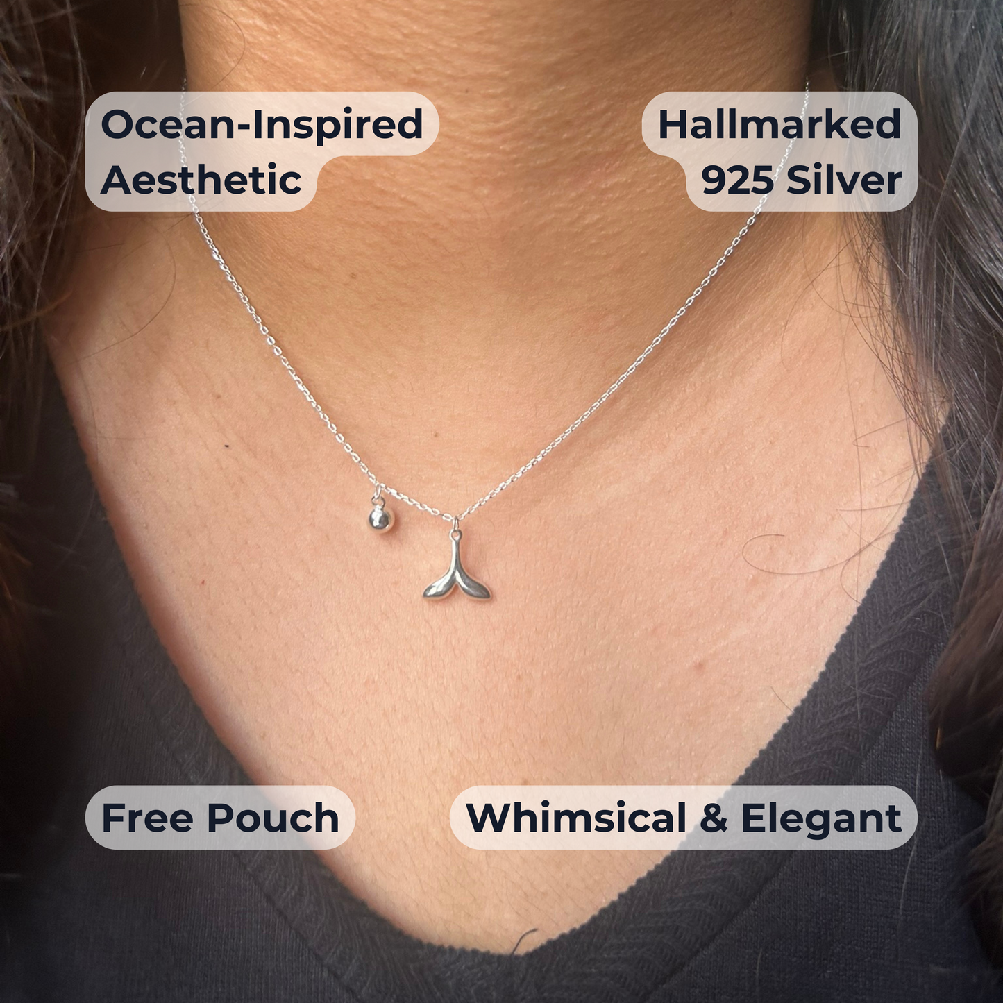 925 sterling silver mermaid tail pendant necklace