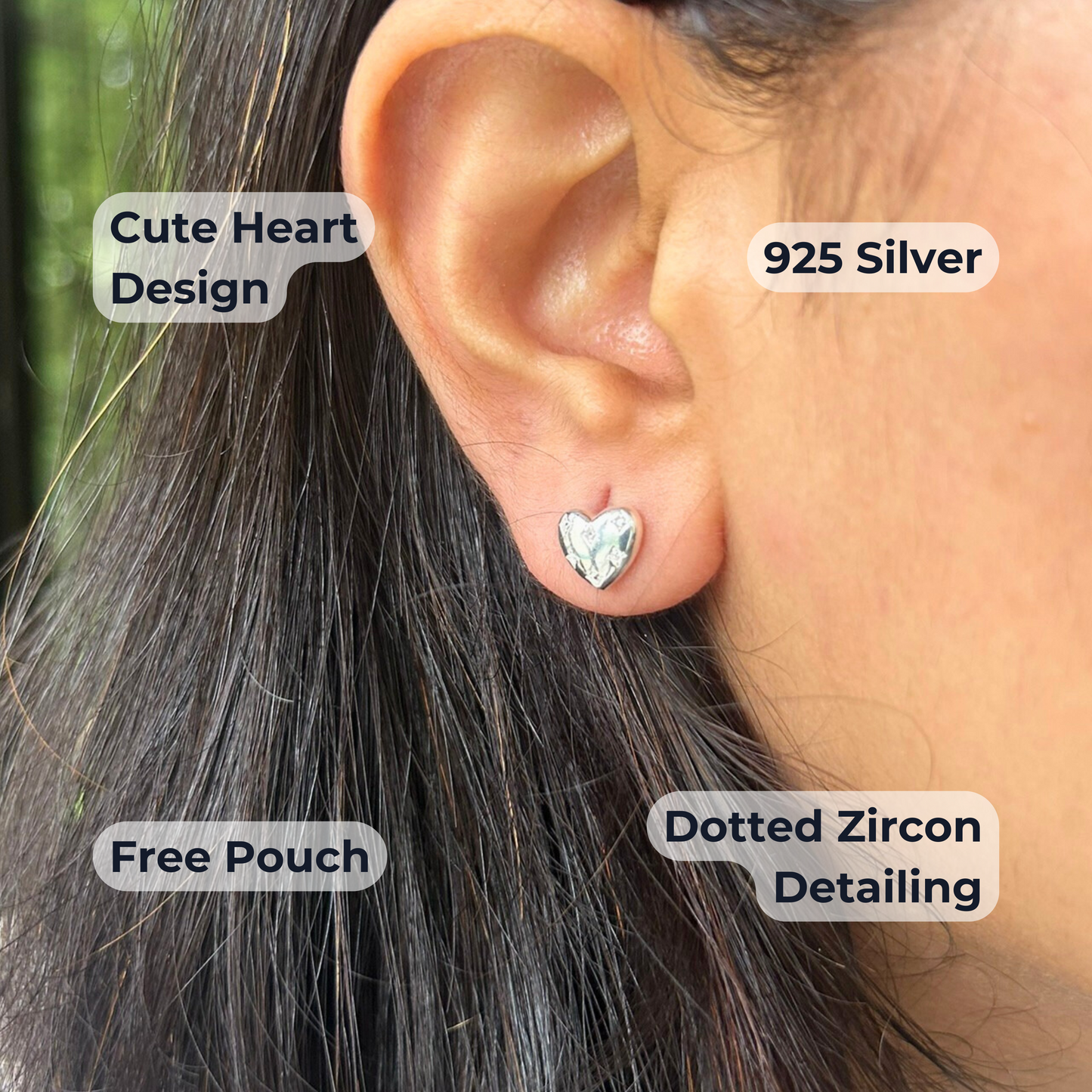 Dotted Heart Earring | 925 Sterling Silver
