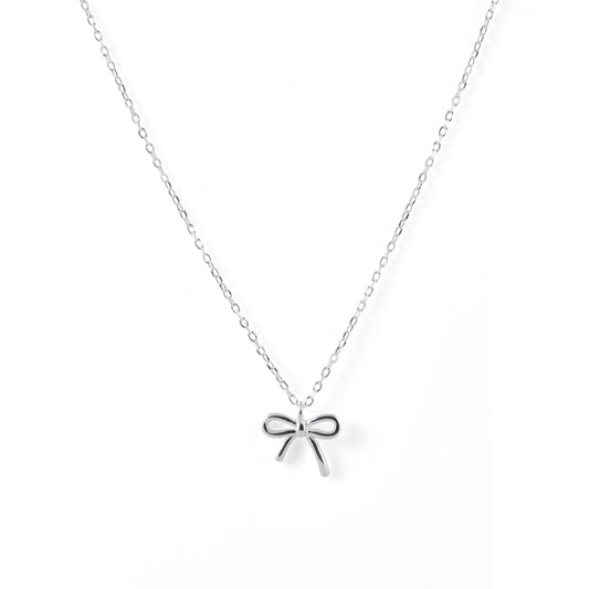 925 sterling silver bow pendant necklace