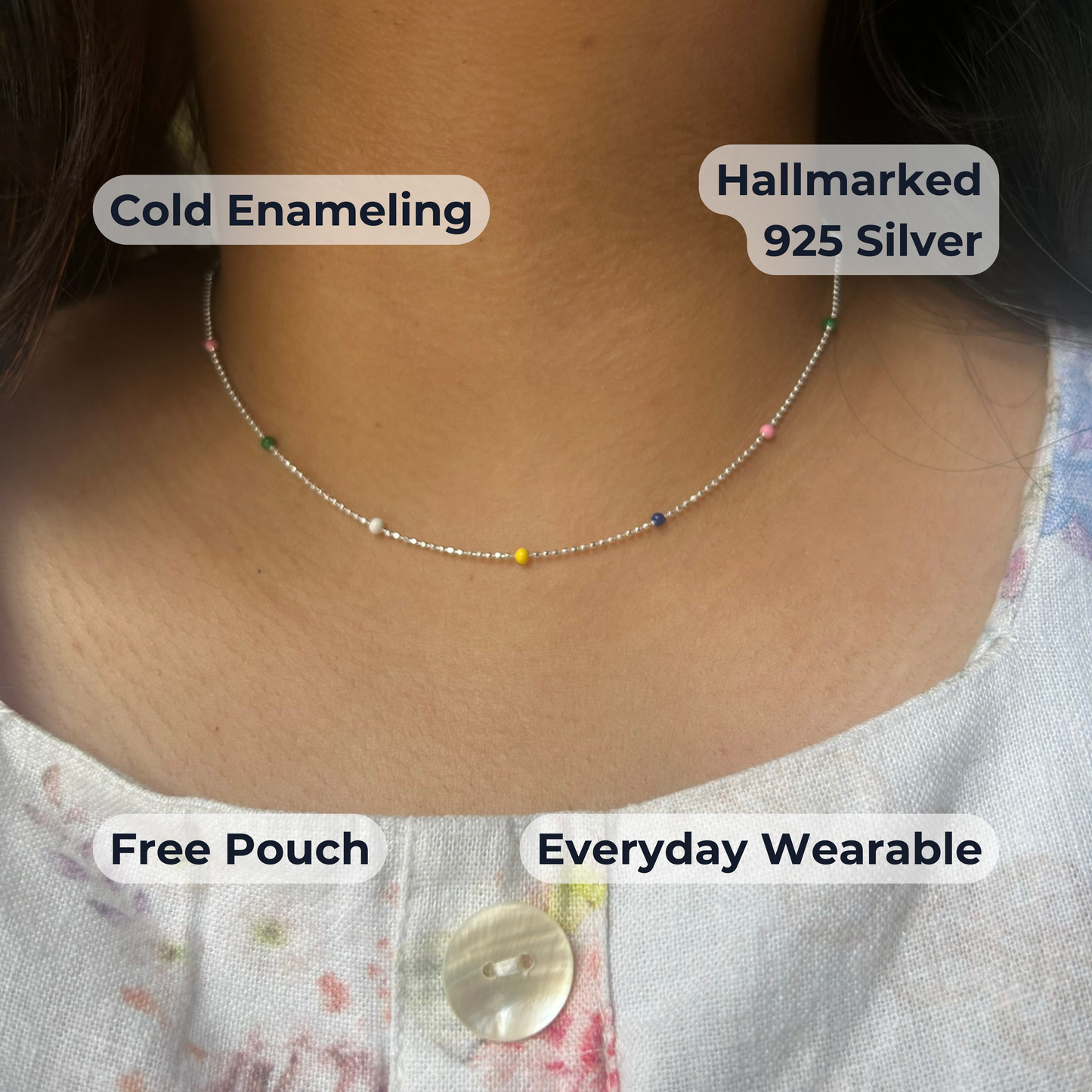 925 sterling silver confetti pop enamel chain necklace