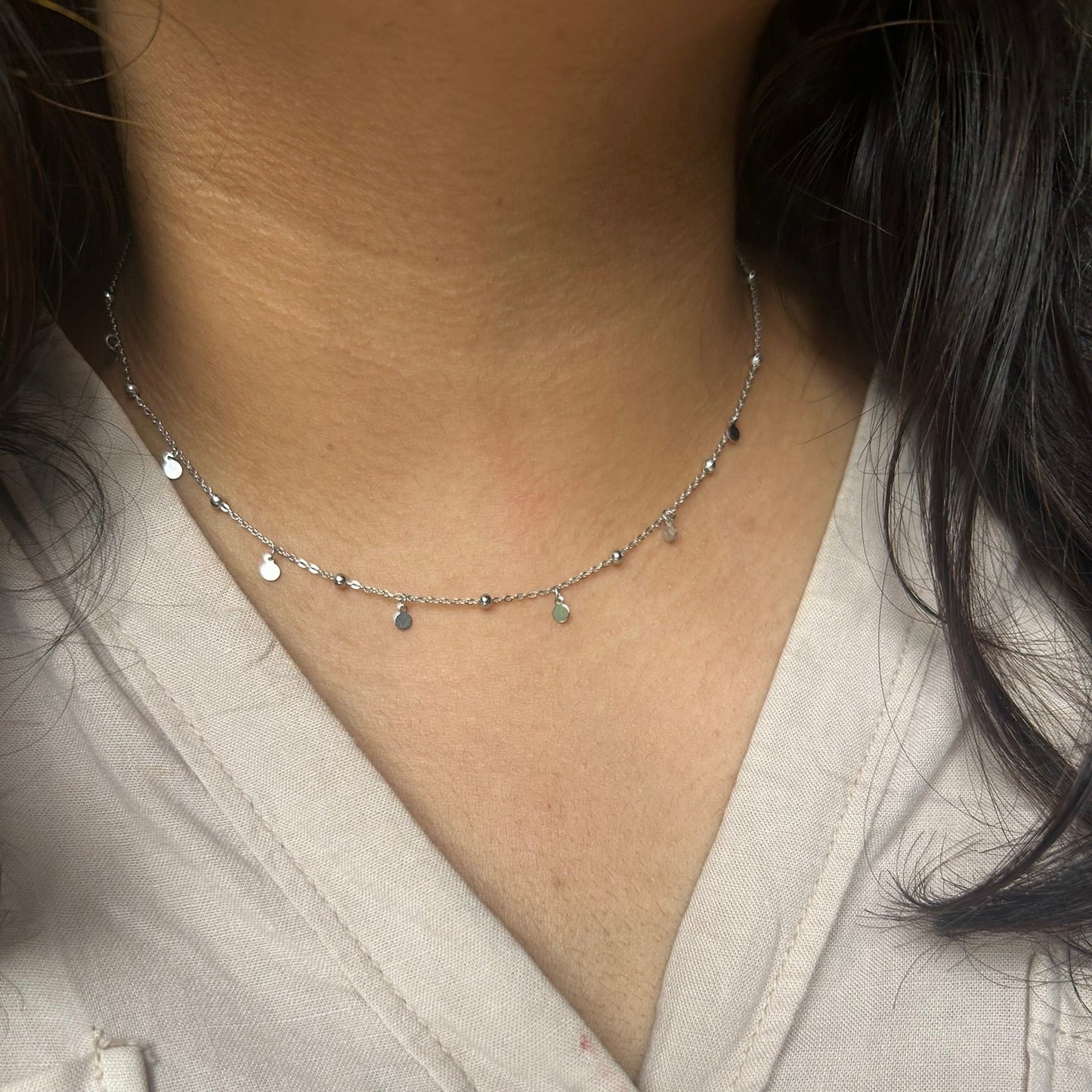 925 sterling silver teardrop charm necklace with bead chain
