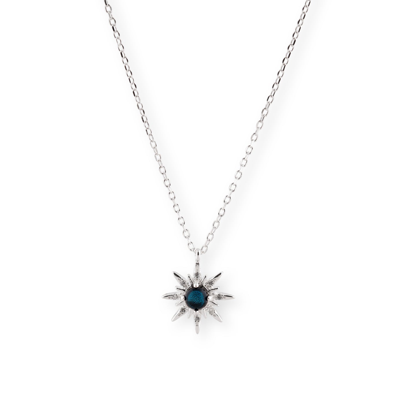 925 sterling silver blue stone star pendant necklace