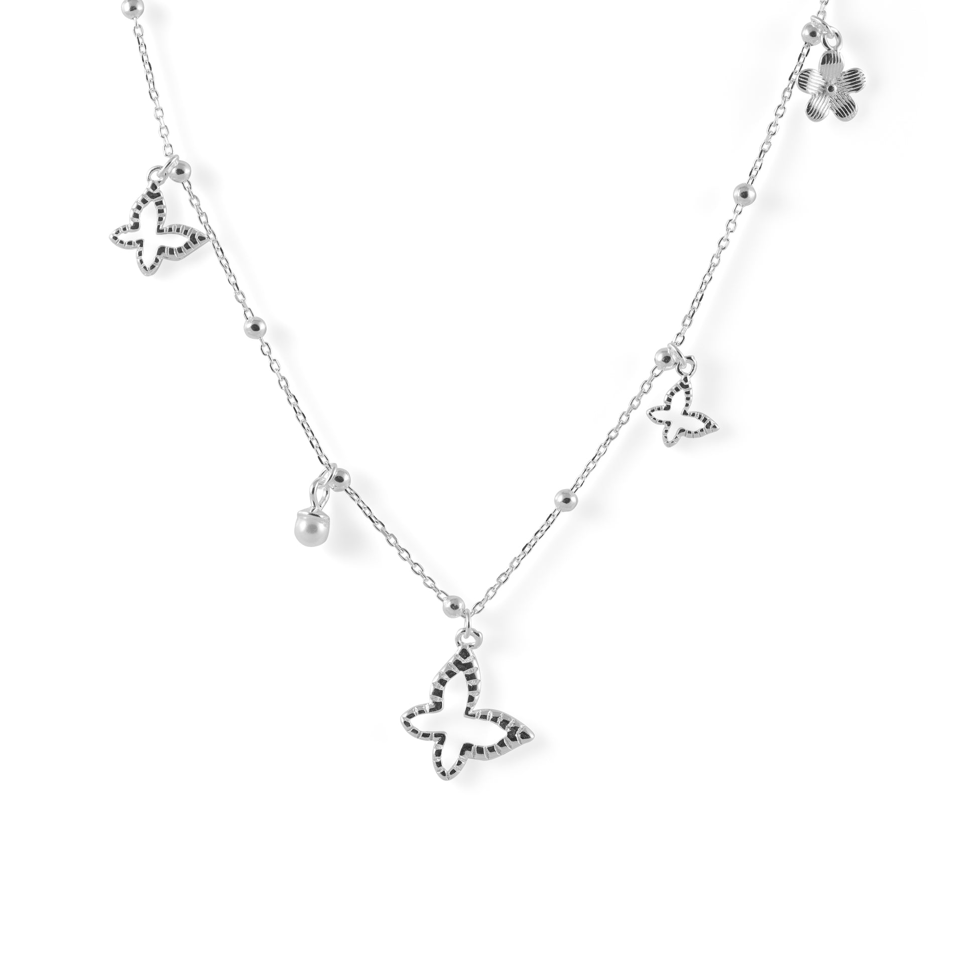 925 sterling silver butterfly charm necklace with zircon