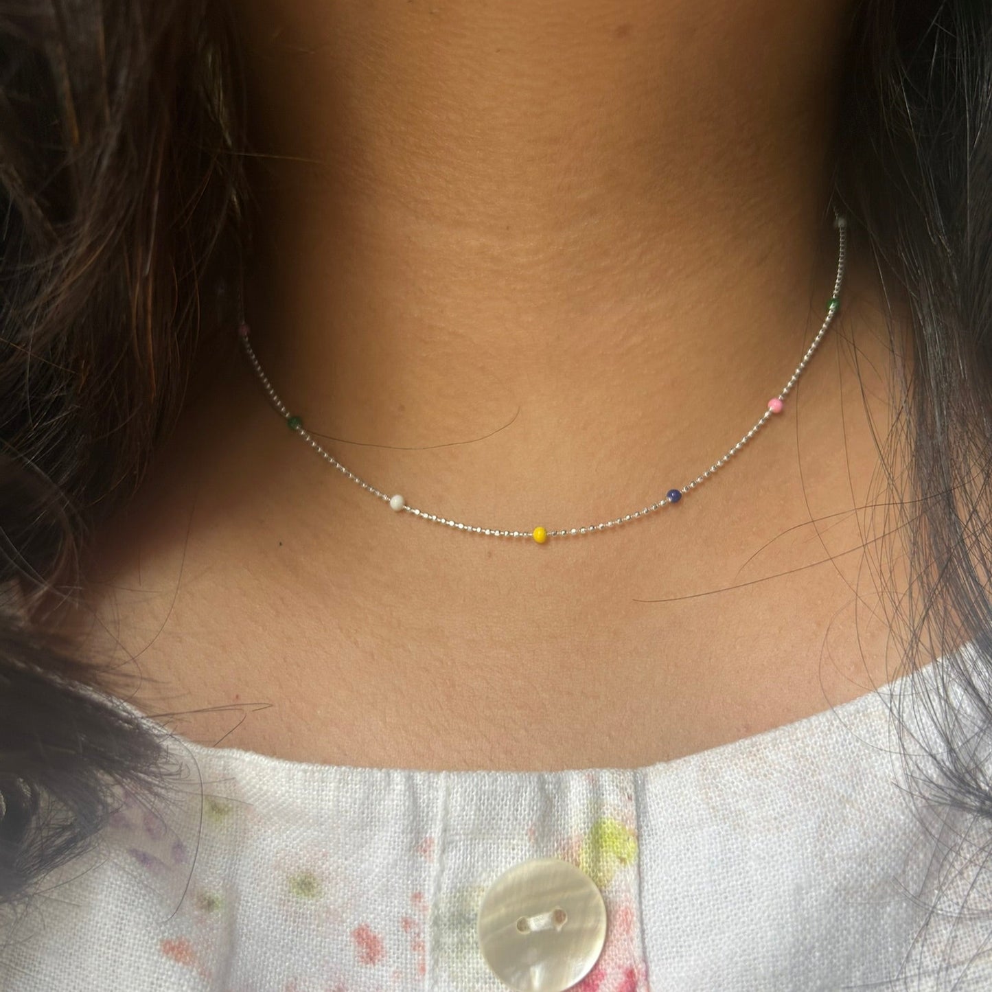 925 sterling silver confetti pop enamel chain necklace