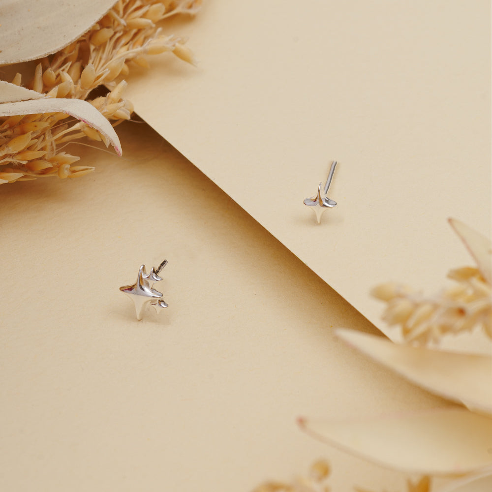 Tara Mismatched Stud Earring | 999 Silver