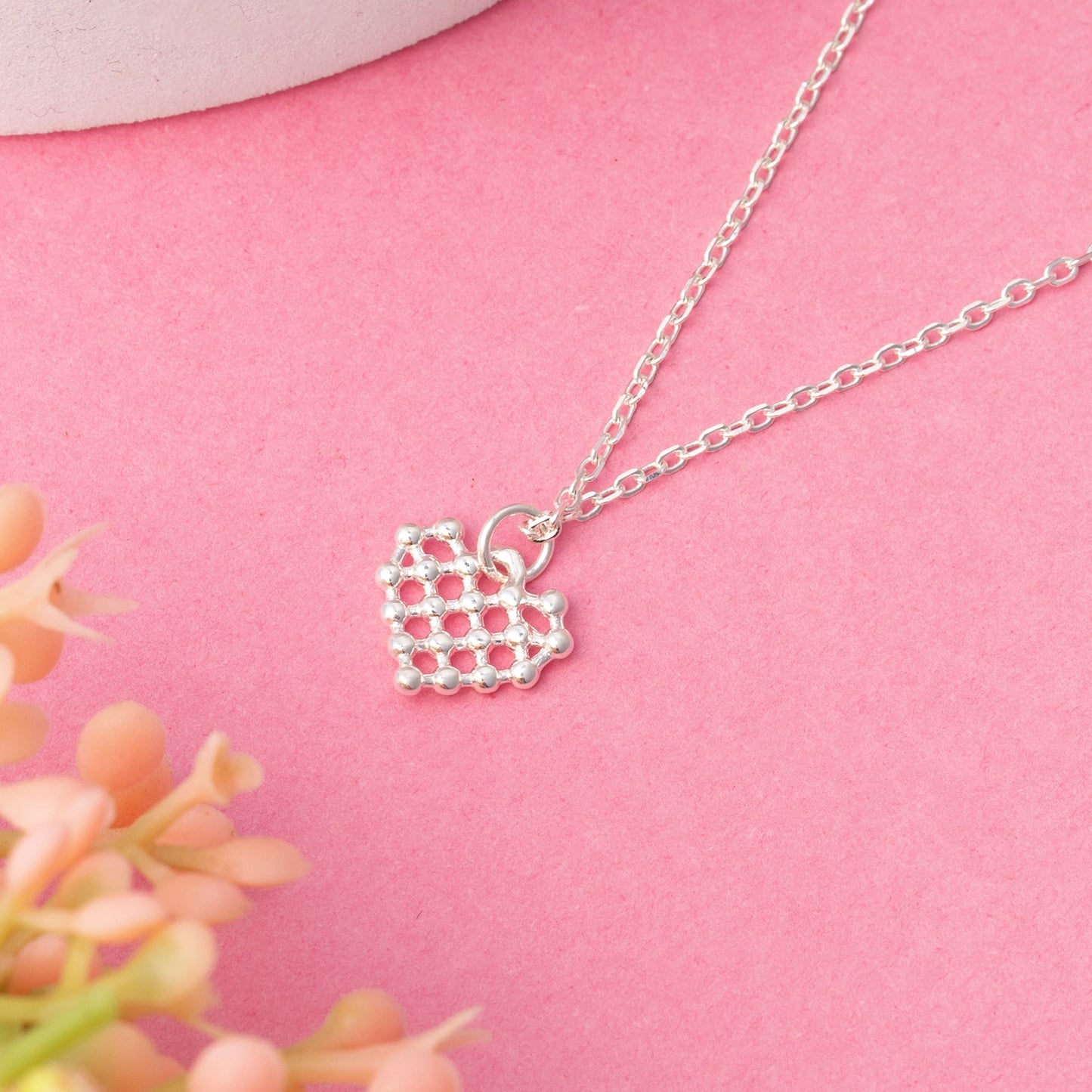 Waffle Heart Necklace | 925 Sterling Silver