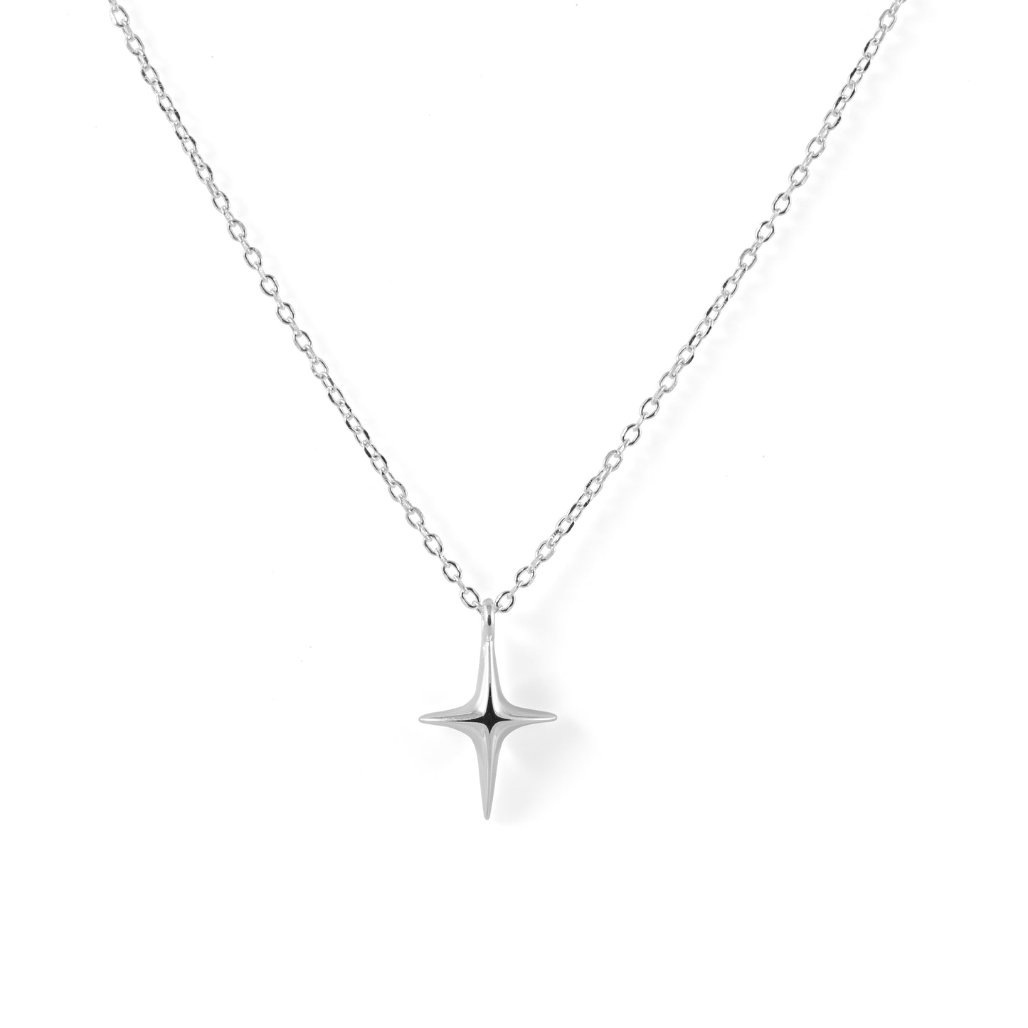 925 sterling silver four point star pendant necklace