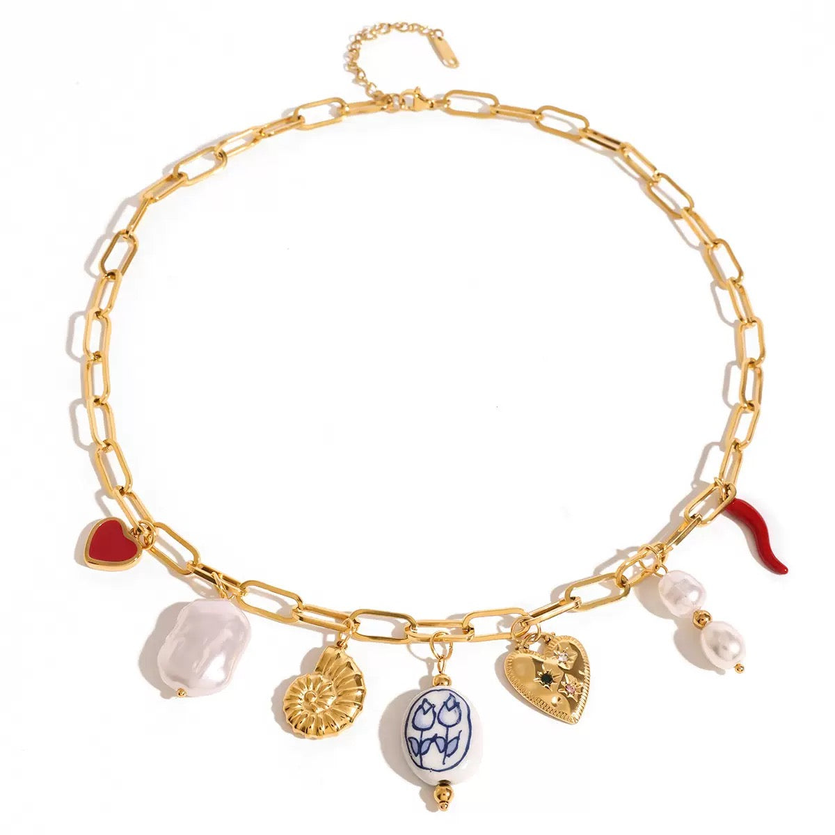 Blue Bloom Charm Necklace