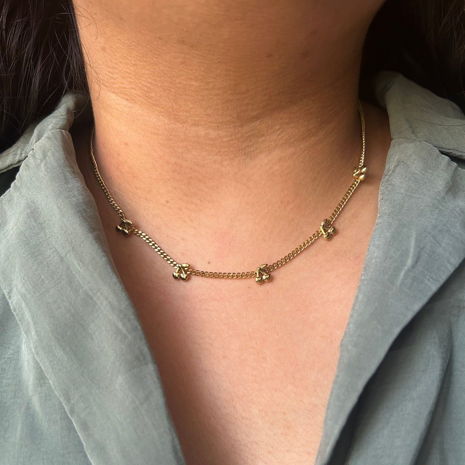 Gold Cherry Necklace | Hypoallergenic Gold Necklace | Delphin Jewels