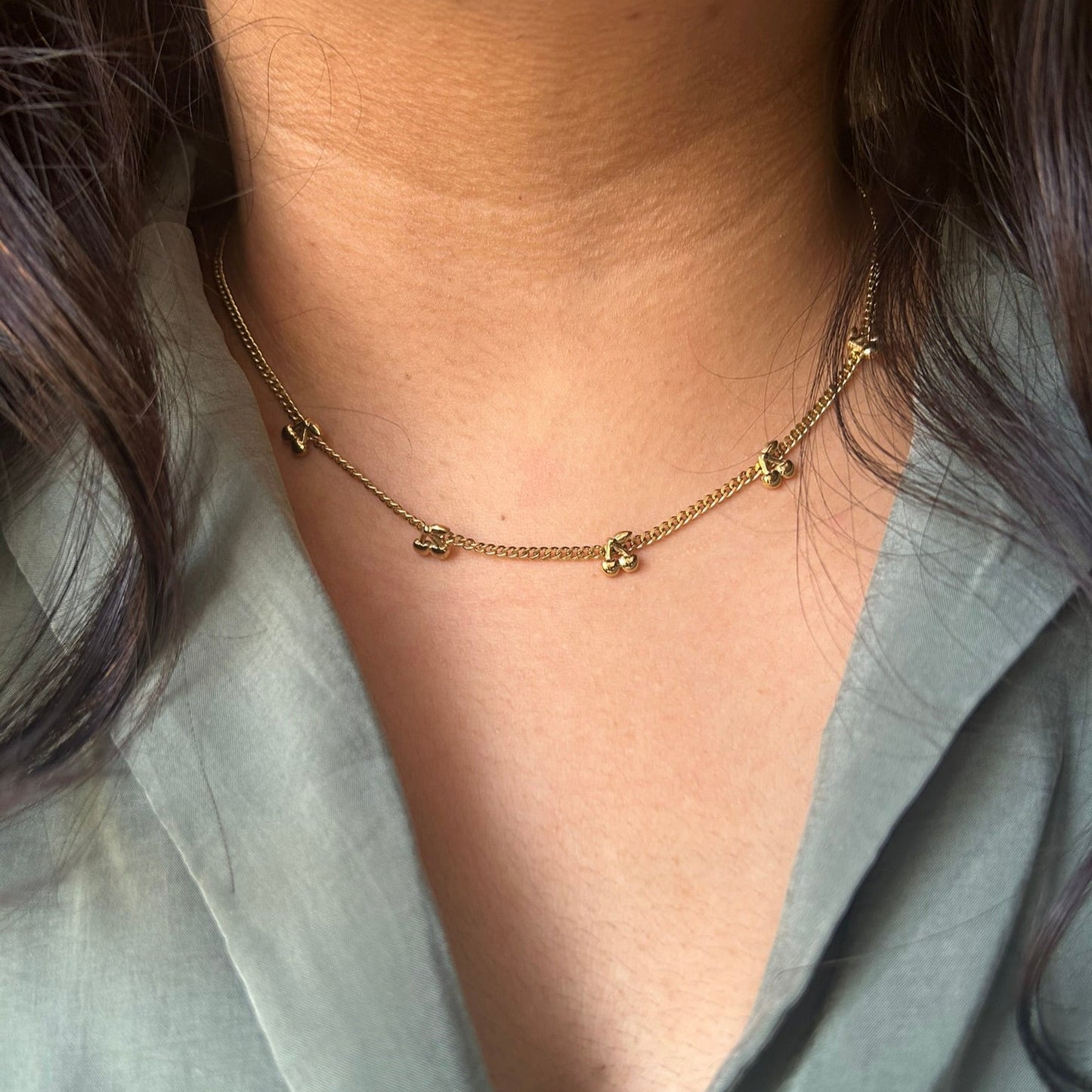Cherry Necklace Gold | 18kt Gold Plated Necklace | Delphin Jewels