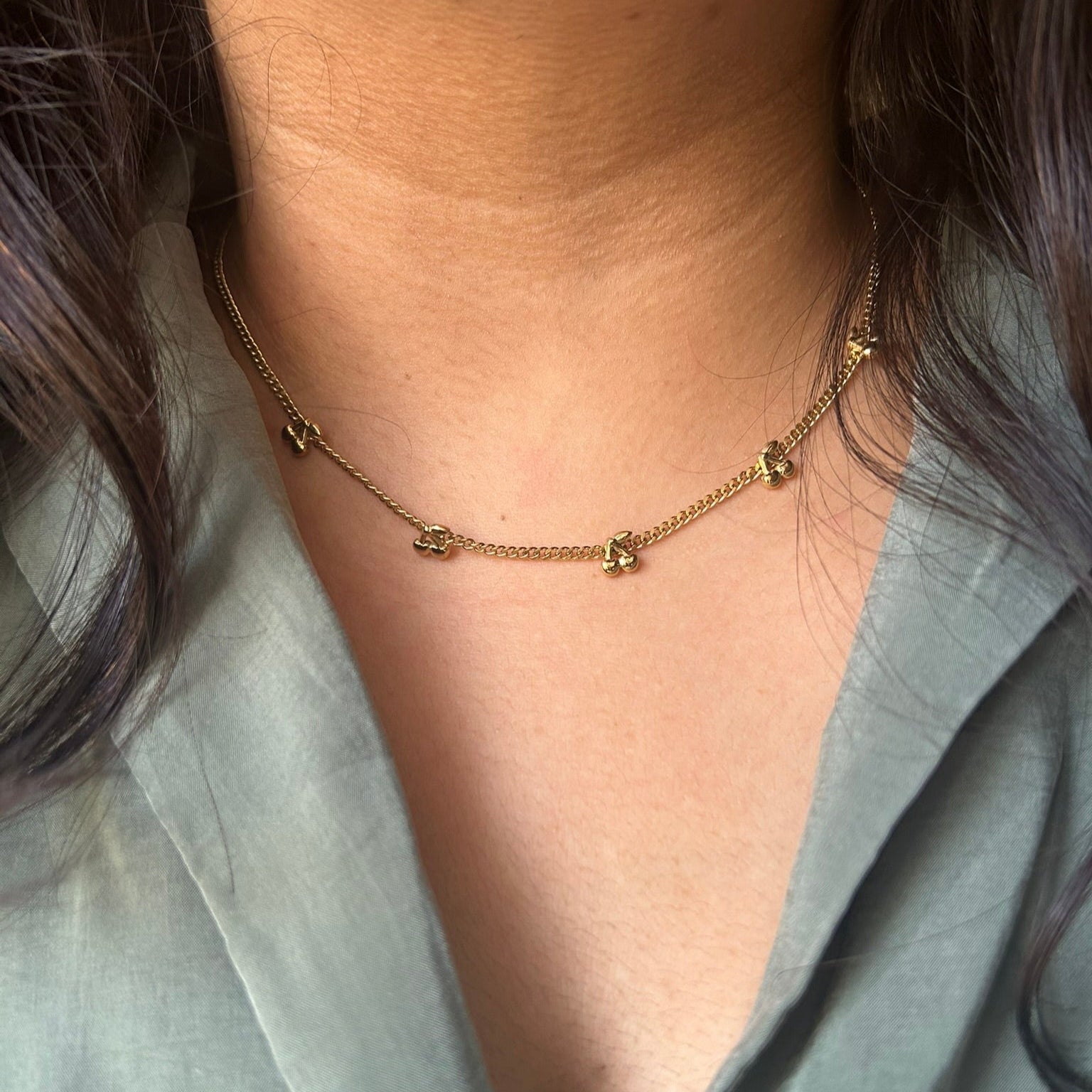 Cherry Necklace Gold | 18kt Gold Plated Necklace | Delphin Jewels