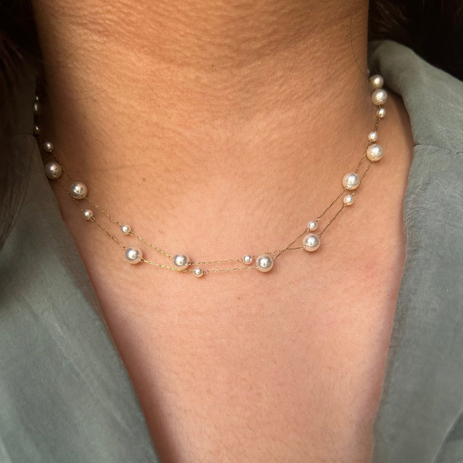 Noor Necklace | Layered Pearl Choker | Delphin Jewels