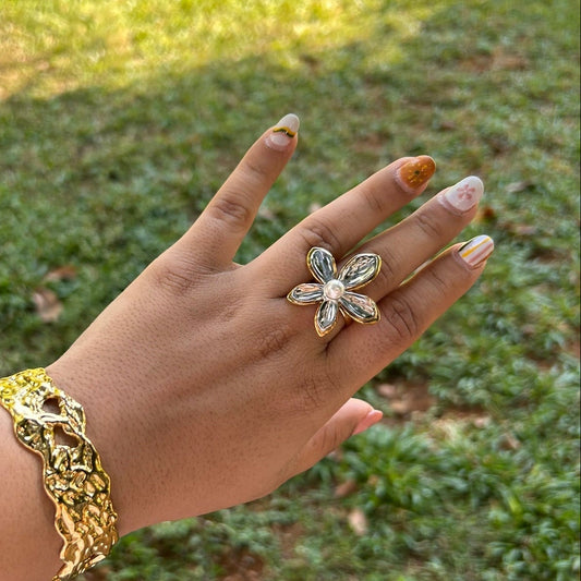 Mixed Flower Adjustable Ring