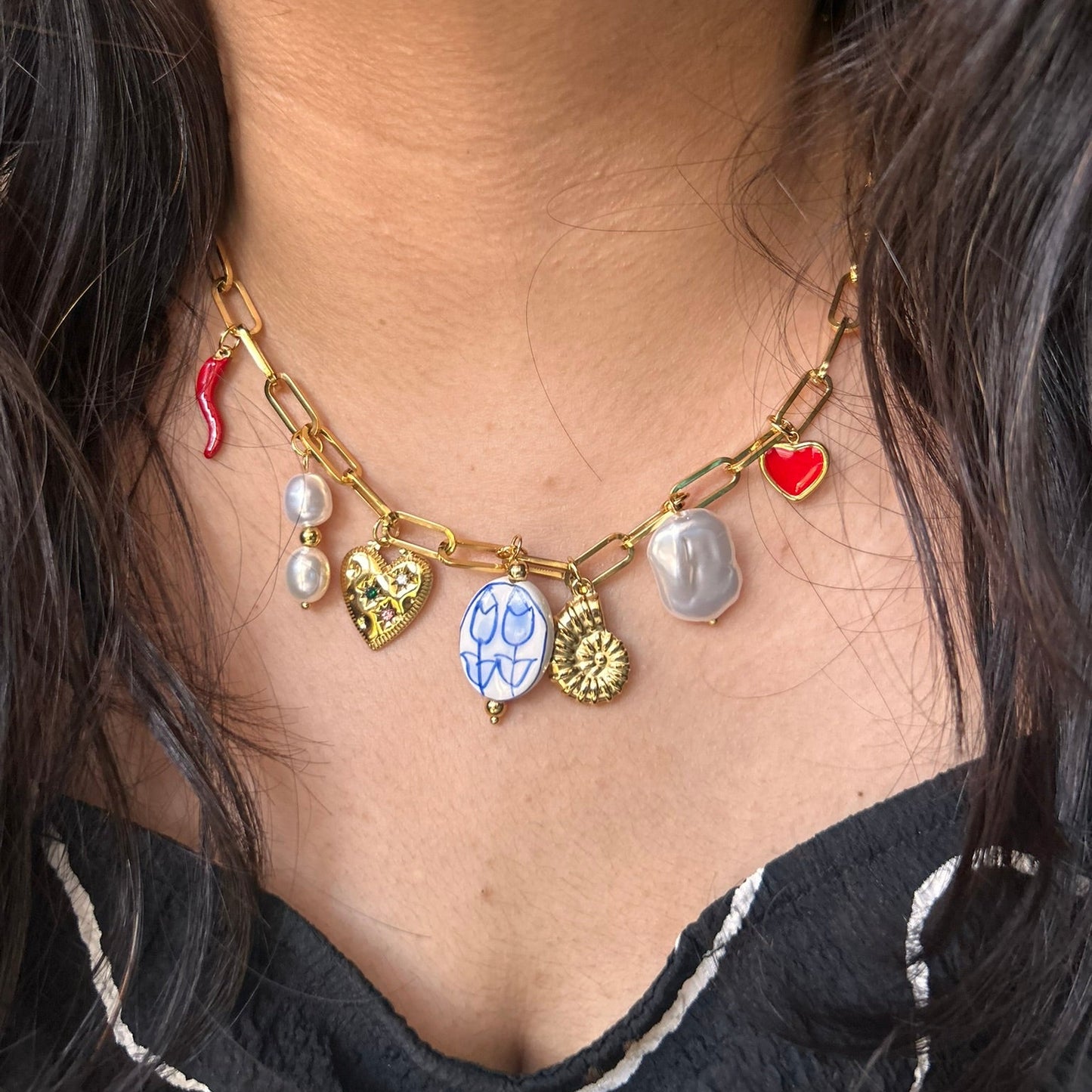 Blue Bloom Charm Necklace