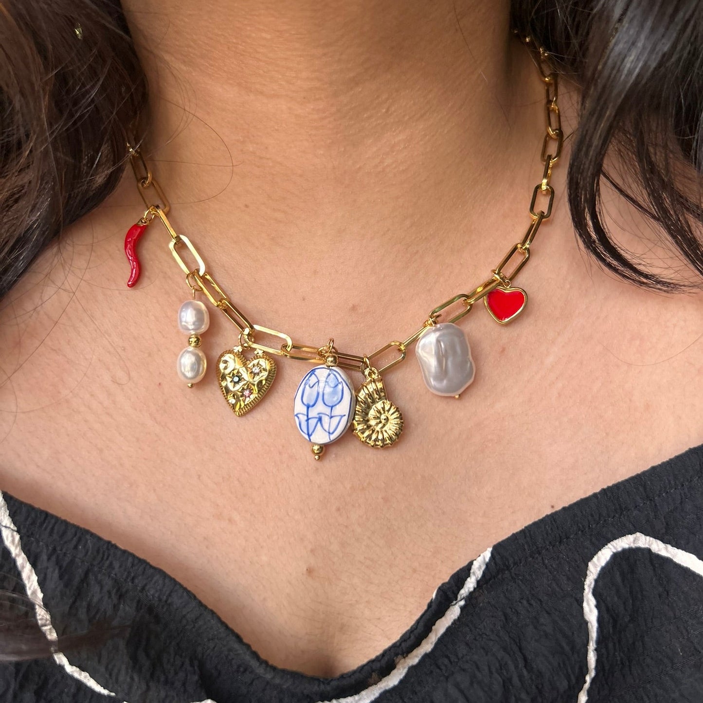 Blue Bloom Charm Necklace