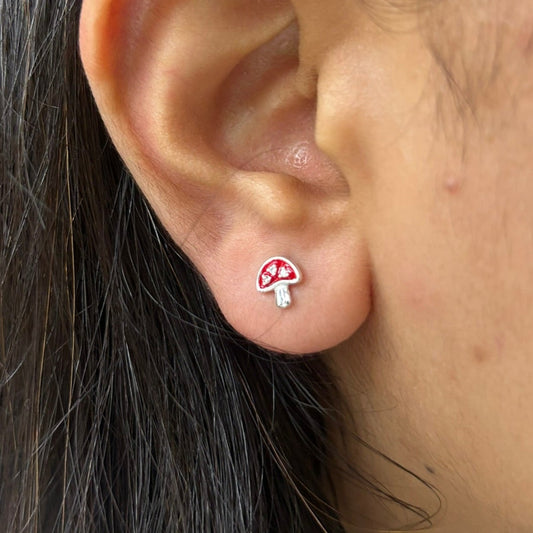 Mushroom Earrings - Sterling Silver