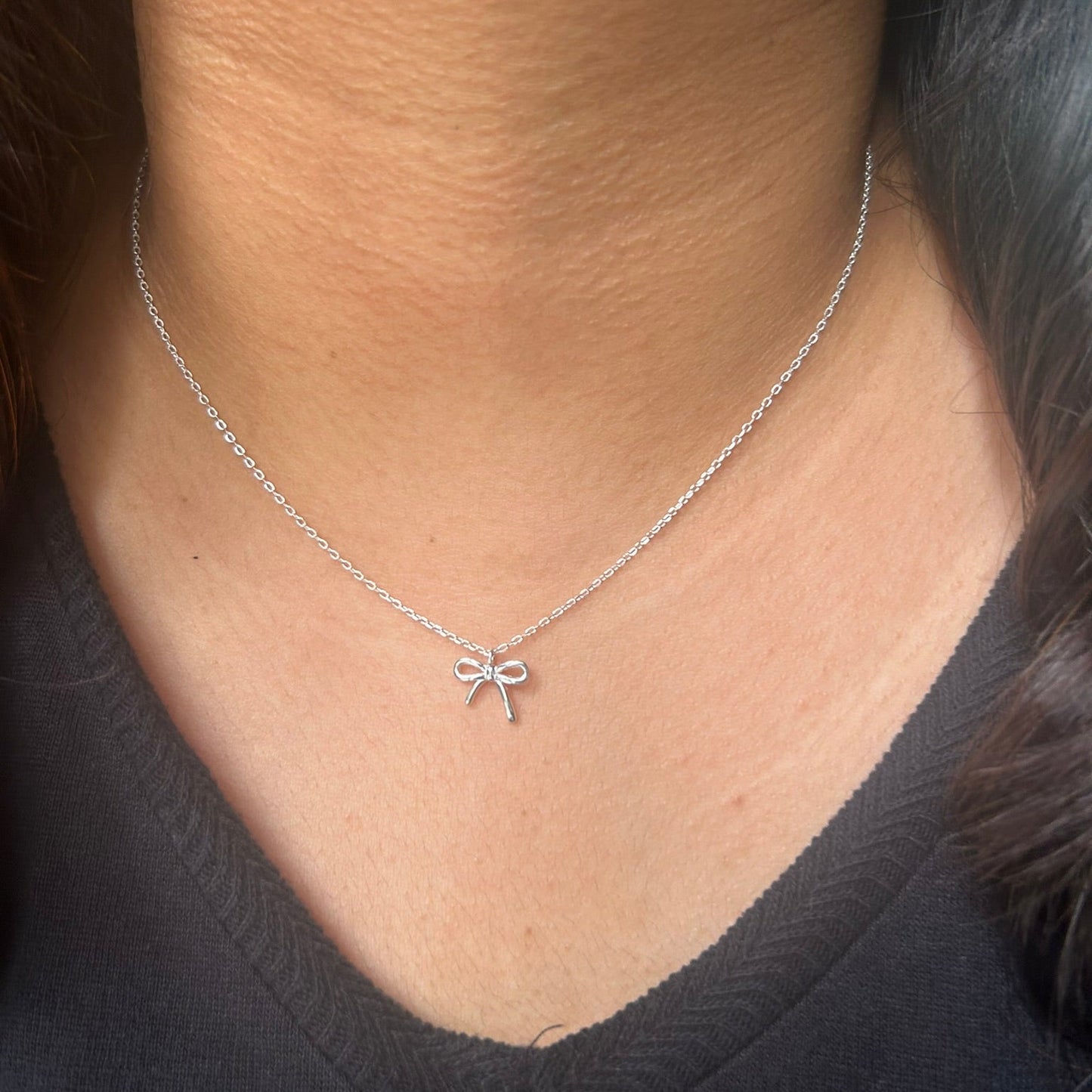 Bow Necklace 925 Sterling Silver