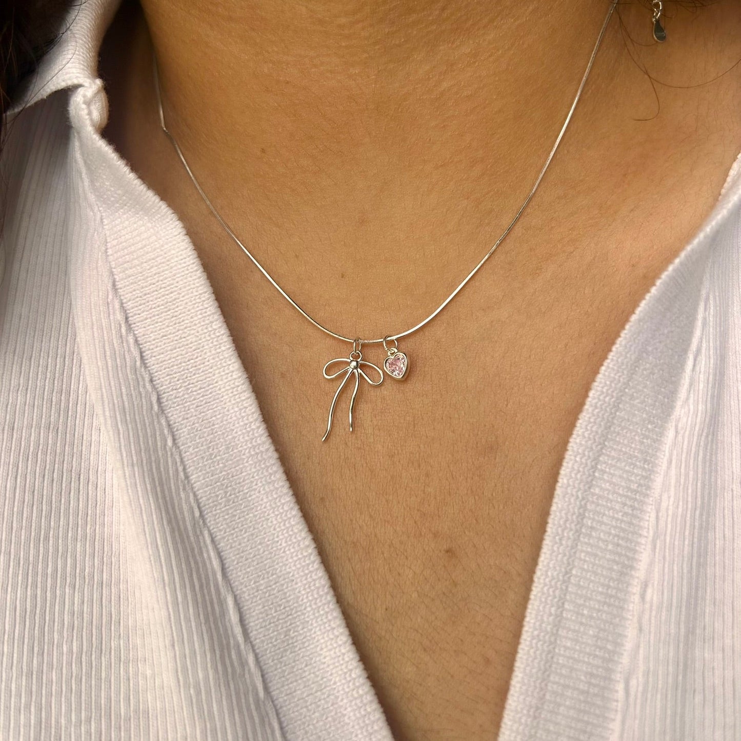 Bow Charm Necklace | 925 Sterling Silver