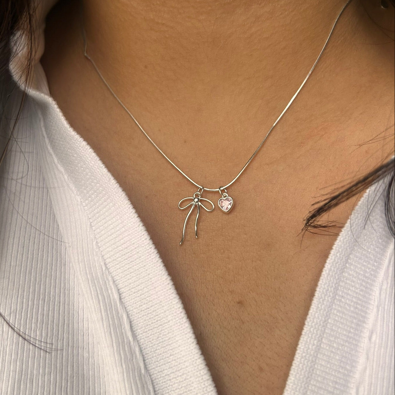Bow Charm Necklace | 925 Sterling Silver