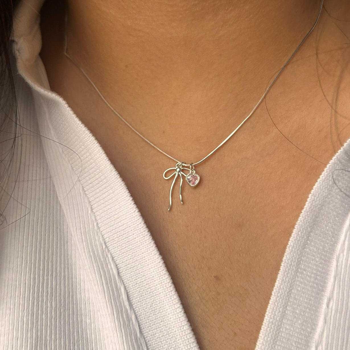 Bow Charm Necklace | 925 Sterling Silver