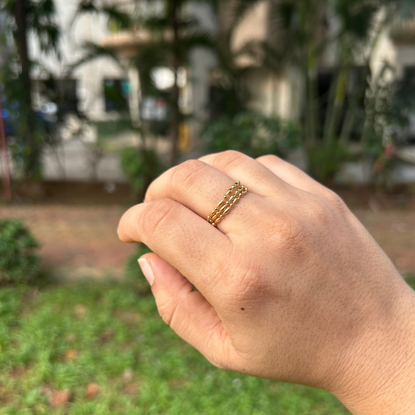 Golden Grain Chain Ring