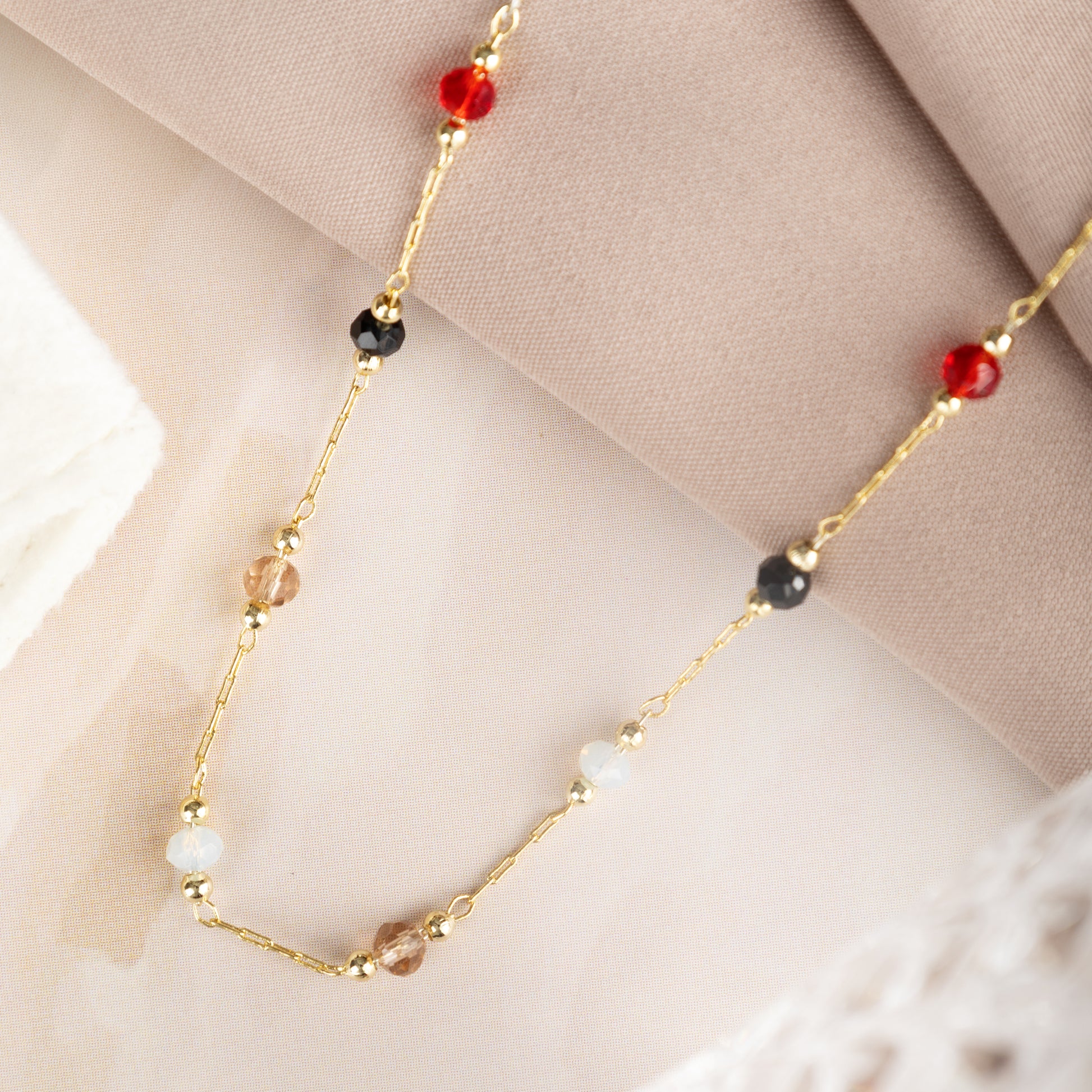 Gold plated multi coloured stone necklace - Delphin Jewels