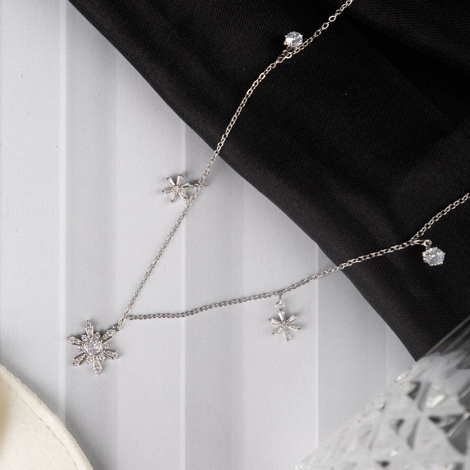 snowflake necklace crystal