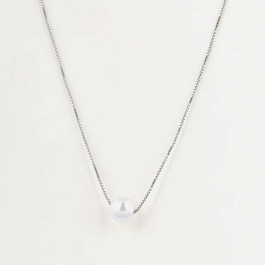 silver chain with pearl pendant - delphin jewels