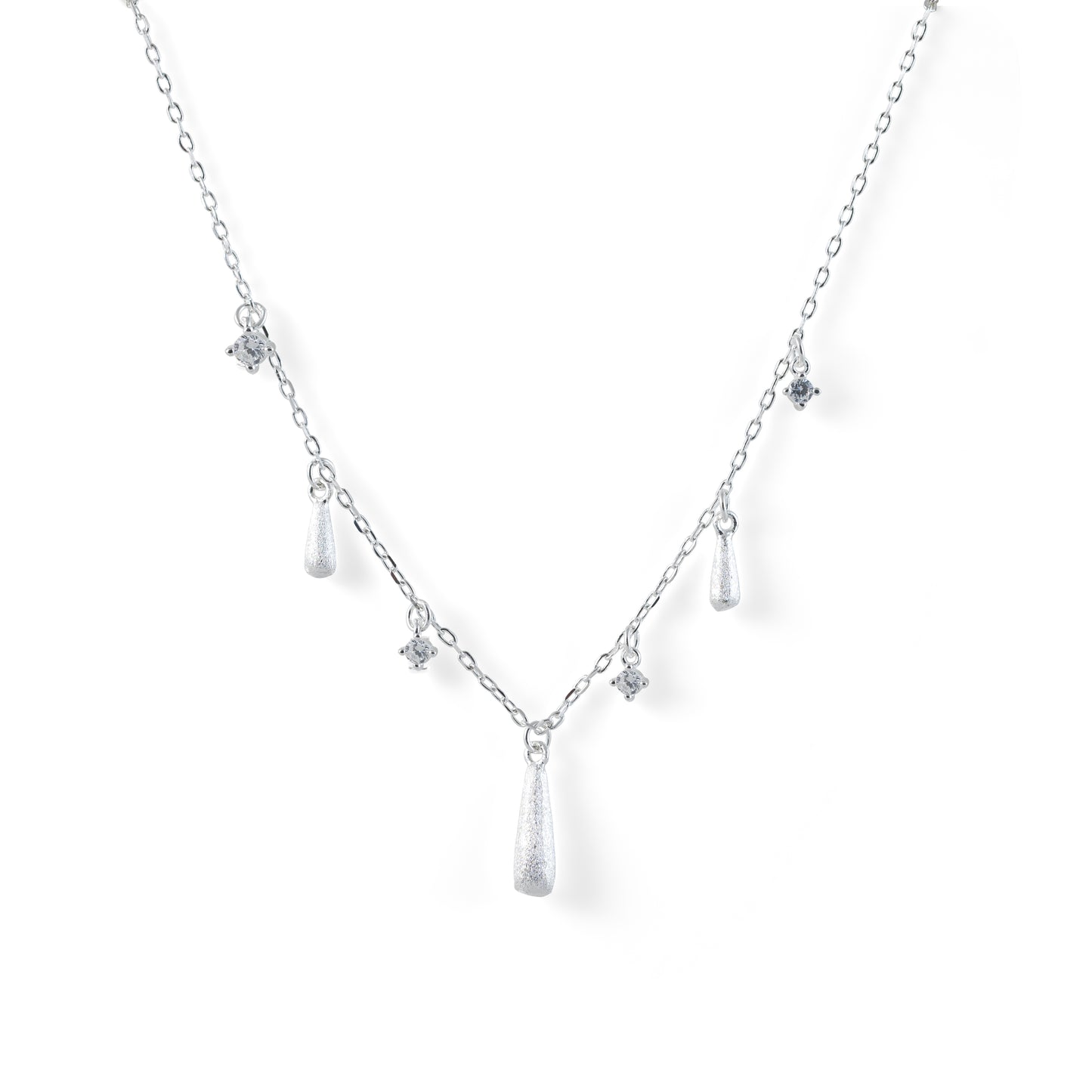 925 sterling silver raindrop charm necklace