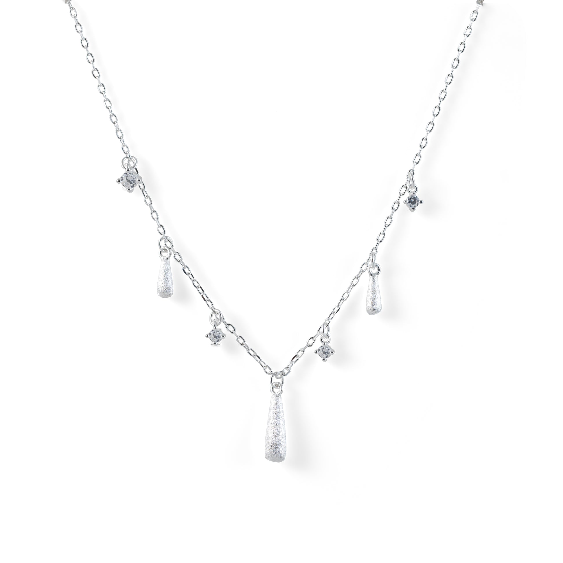 925 sterling silver raindrop charm necklace